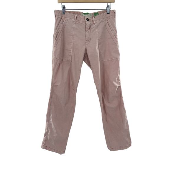 Anthropologie‎ The Wanderer Utility Pants Womens 26 Pink Linen Patch Pockets - Picture 1 of 11